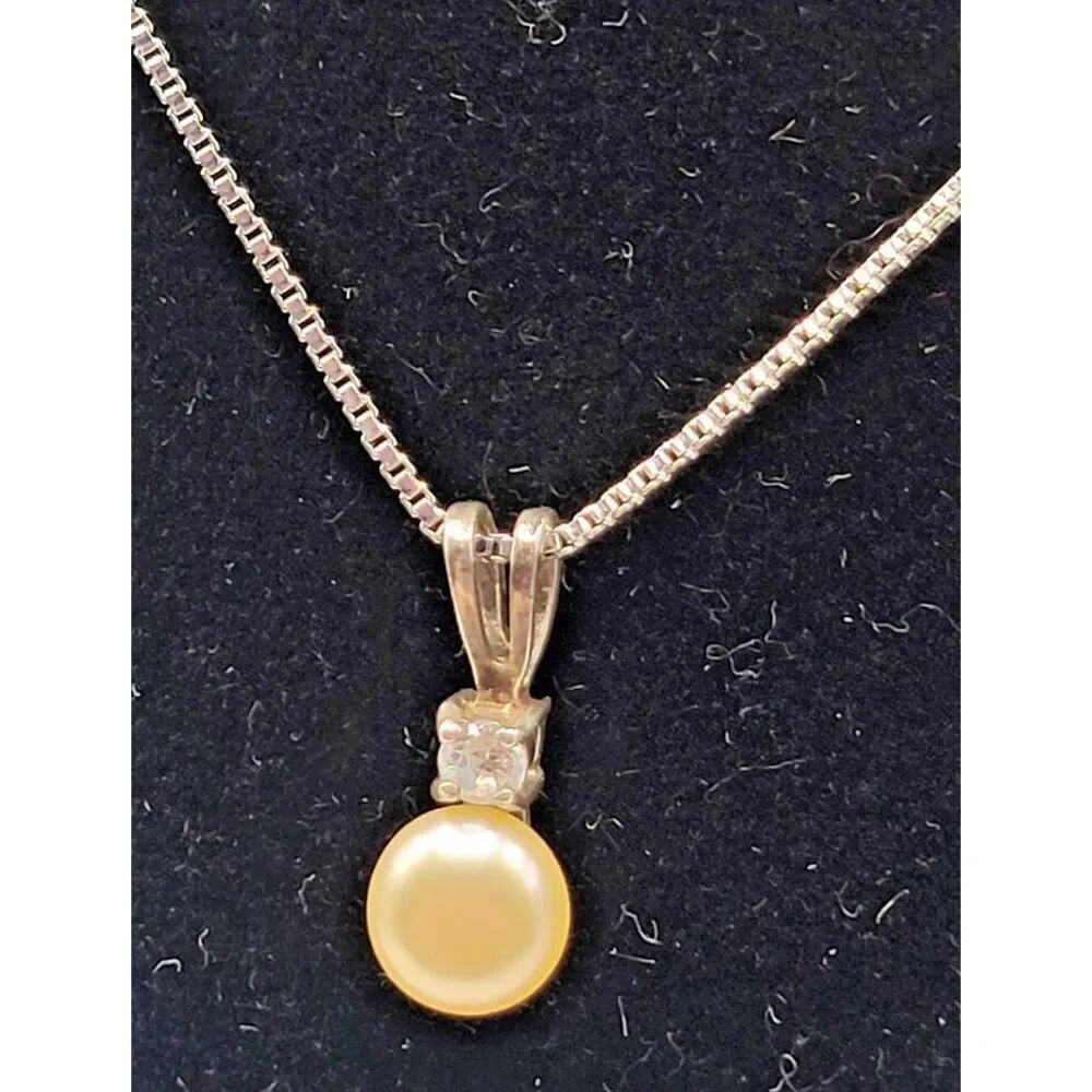 Freshwater Pearl Sterling Silver Dainty Drop Necklace 15.5in